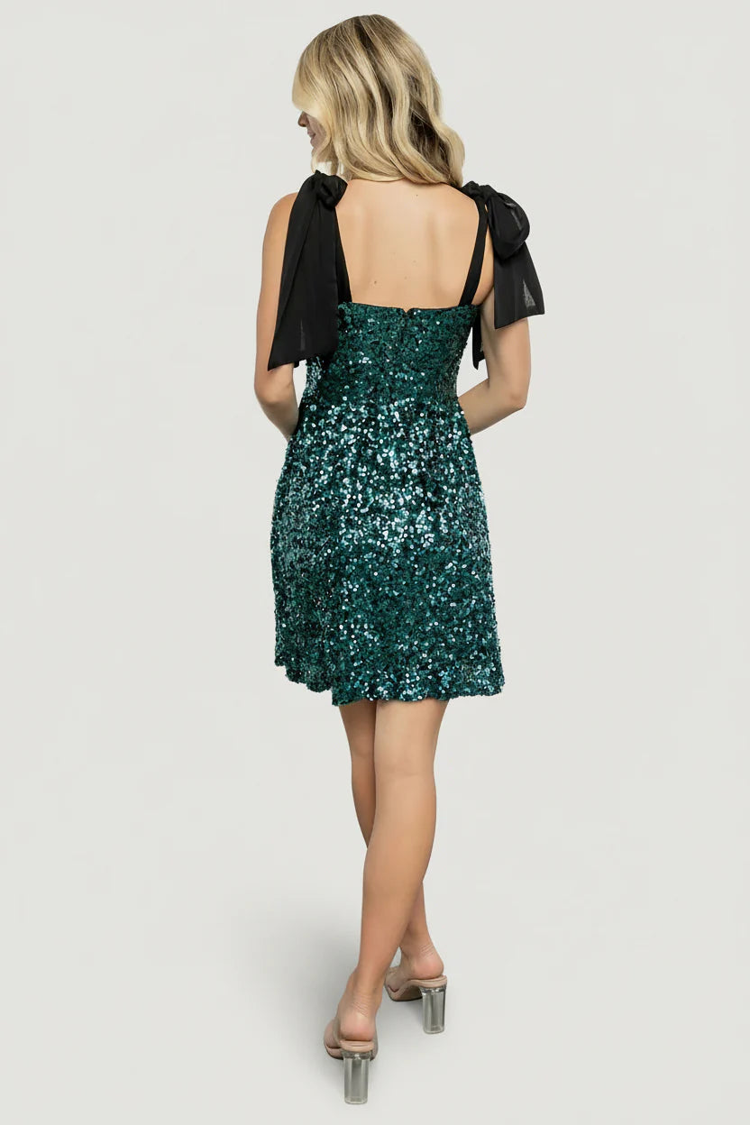 Vega Sequin Short Dress | Teal