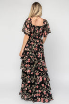 Bliss Tiered Maxi Dress | Black Multi Floral