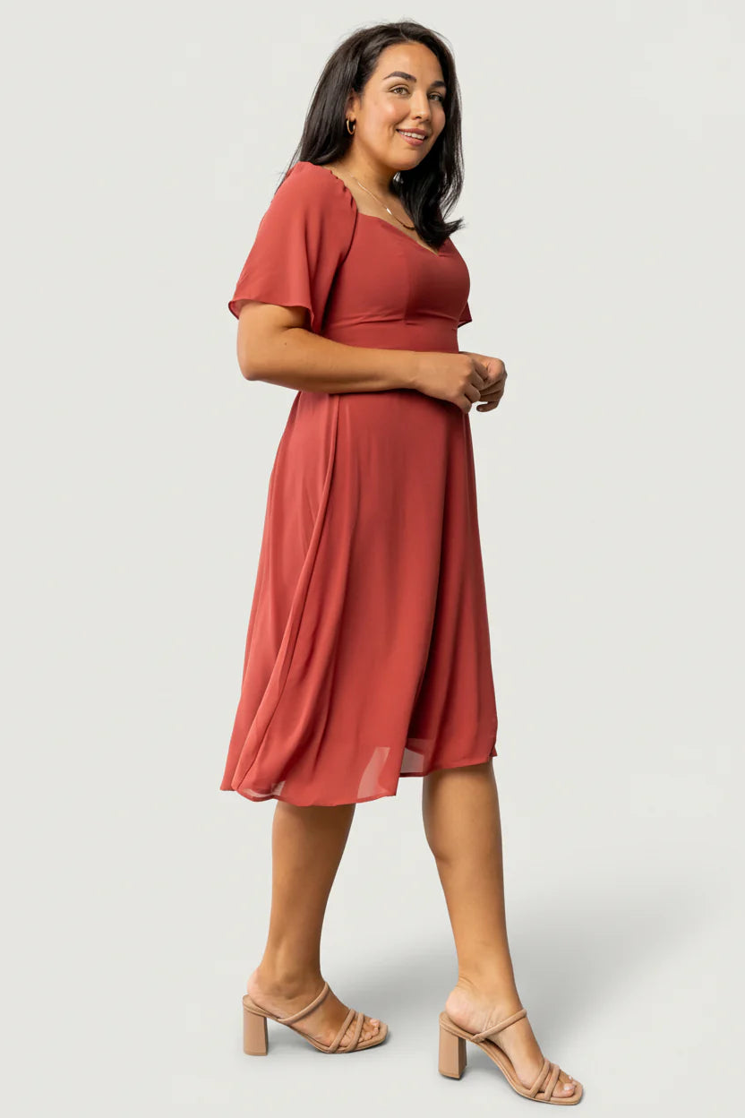 Colette Sweetheart Midi Dress | Terracotta