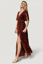 Uma Velvet Maxi Dress | Copper Floral