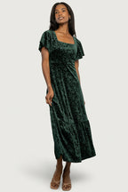 Eirene Velvet Dress | Emerald