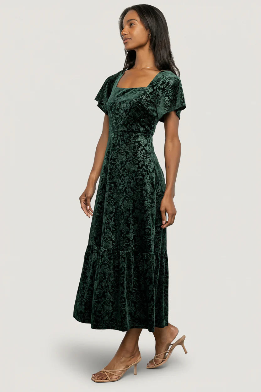 Eirene Velvet Dress | Emerald