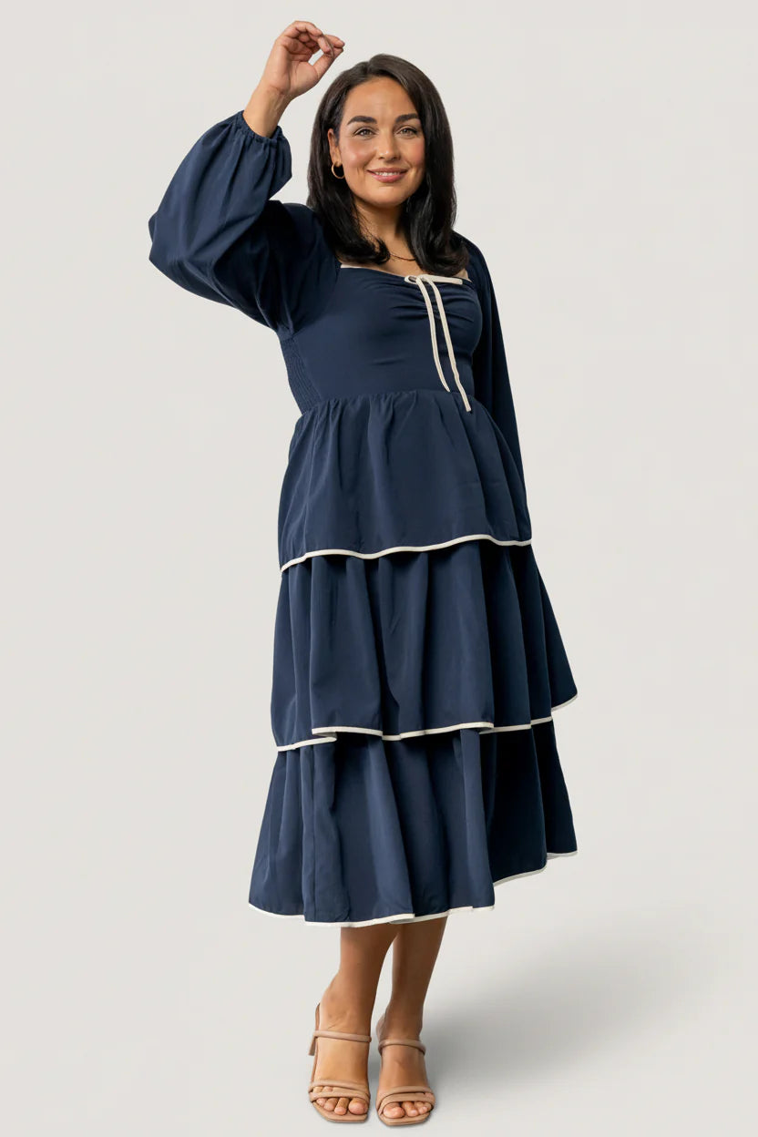 Barcelona Tiered Dress | Navy