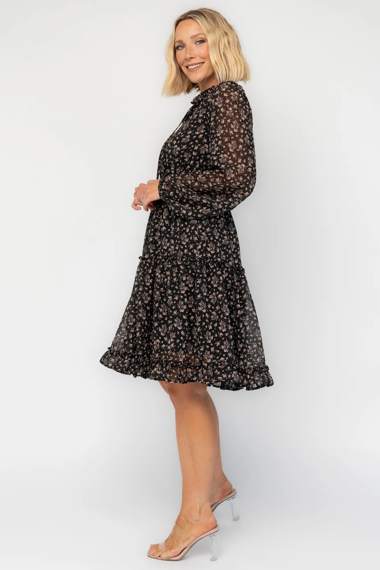 Fairfield Short Dress | Black Floral