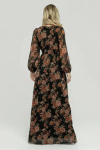 Adira Maxi Dress | Black + Mauve Floral