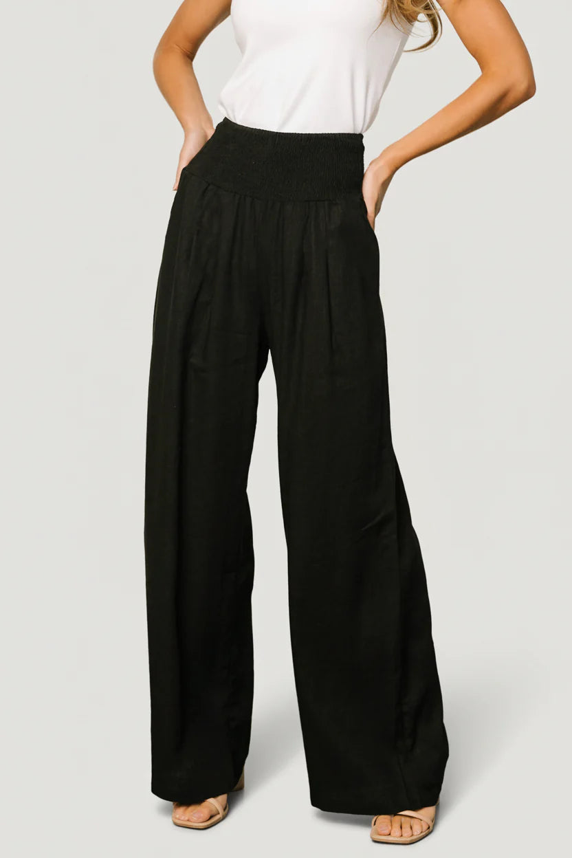 Parvati Smocked Waist Pants | Black