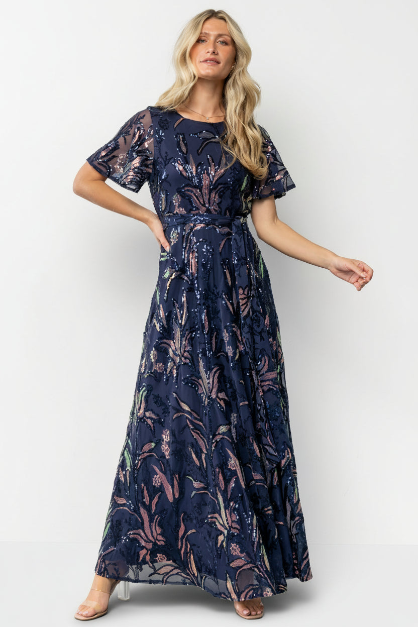 Muse Sequin Maxi Dress | Dark Blue Multi