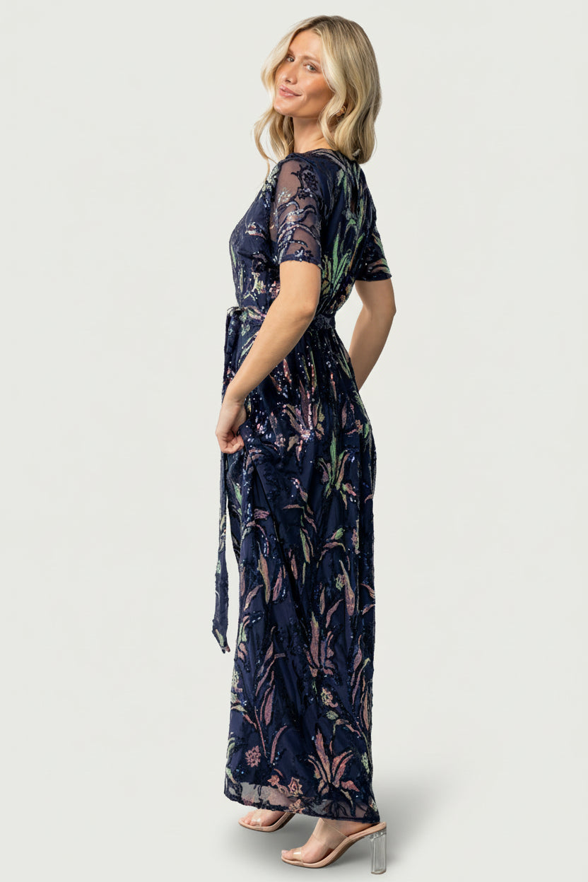 Muse Sequin Maxi Dress | Dark Blue Multi
