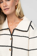 Franklin Cardigan | Cream + Black Stripe