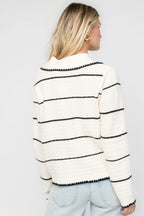 Franklin Cardigan | Cream + Black Stripe