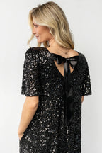 Asta Sequin Shift Dress | Black