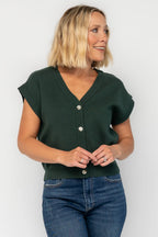 Lily Cardigan Sweater Top | Dark Green