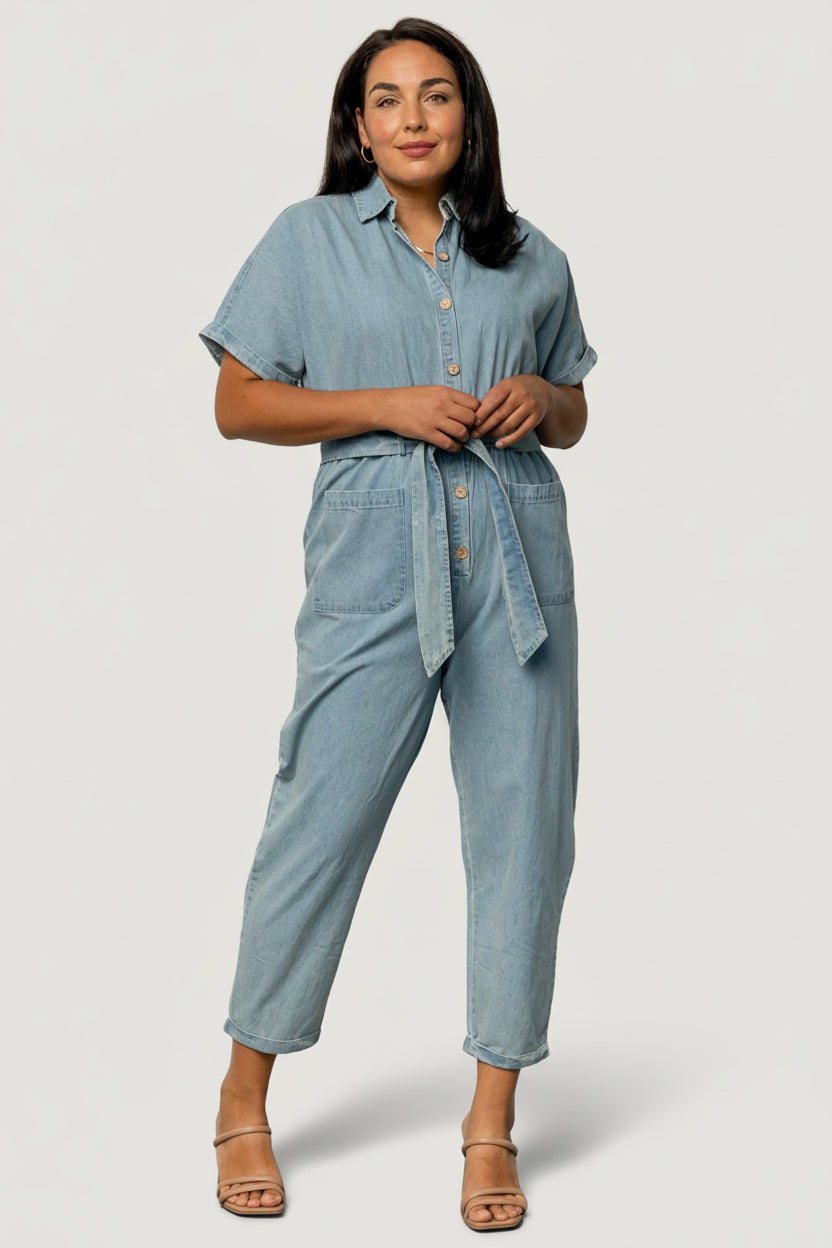 Mateo Button Up Jumpsuit | Denim