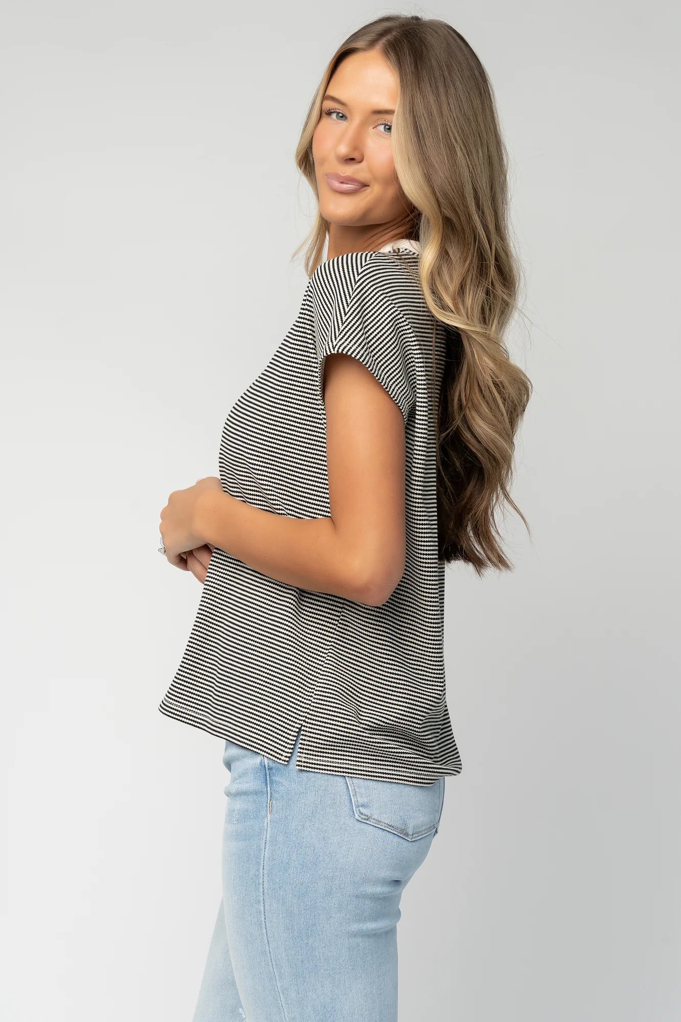 Millie Striped Top | Black + White
