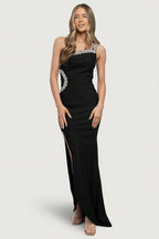 Maxine One Shoulder Gown | Black
