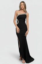 Maxine One Shoulder Gown | Black