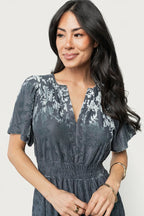 Bronwyn Velvet Dress | Dusty Blue