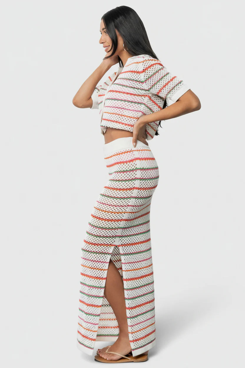 Viento Button Up Cardigan | Multi Stripe