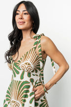Camila Maxi Dress | Ivory + Green Print