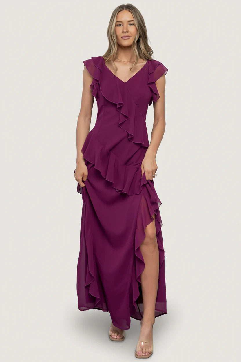 Margaret Ruffle Maxi Dress | Orchid