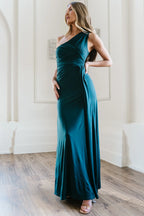 Adrianna One Shoulder Gown | Deep Topaz