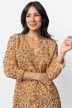 Mira Sequin Short Dress | Gold