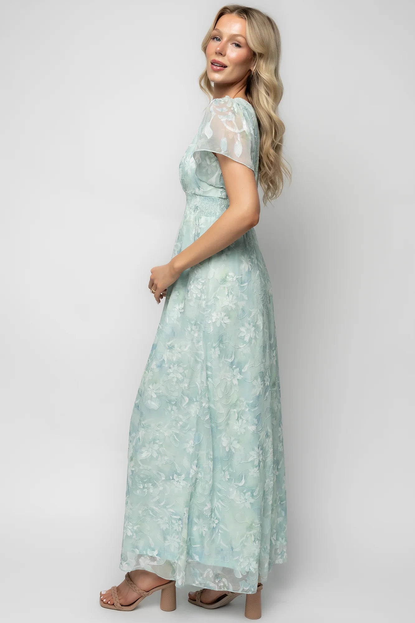 Soline Maxi Dress | Light Teal Floral