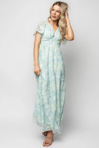 Soline Maxi Dress | Light Teal Floral