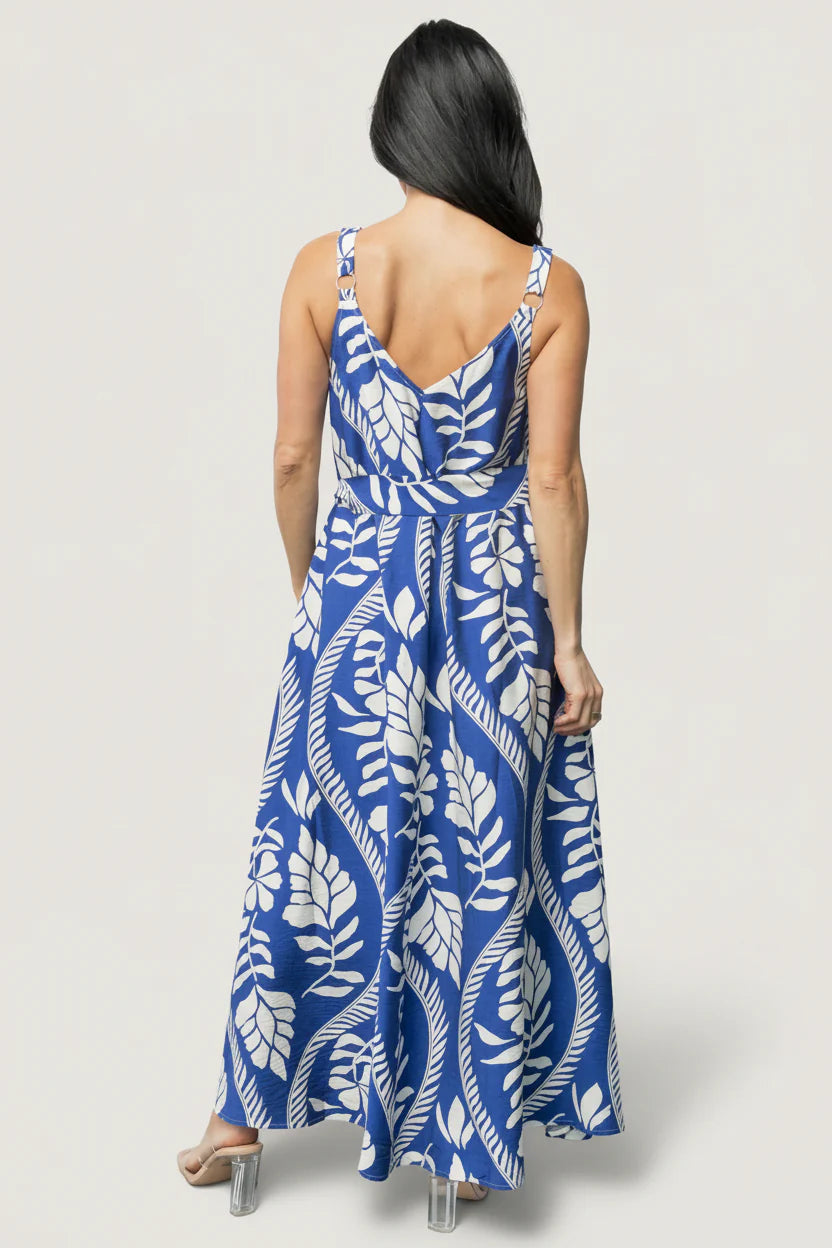 Sofía Maxi Dress | Cobalt + White