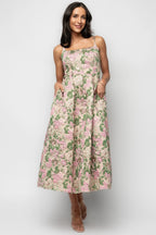 Antoinette Embossed Midi Dress | Champagne Multi Floral