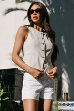 Luz Denim Vest | Ecru