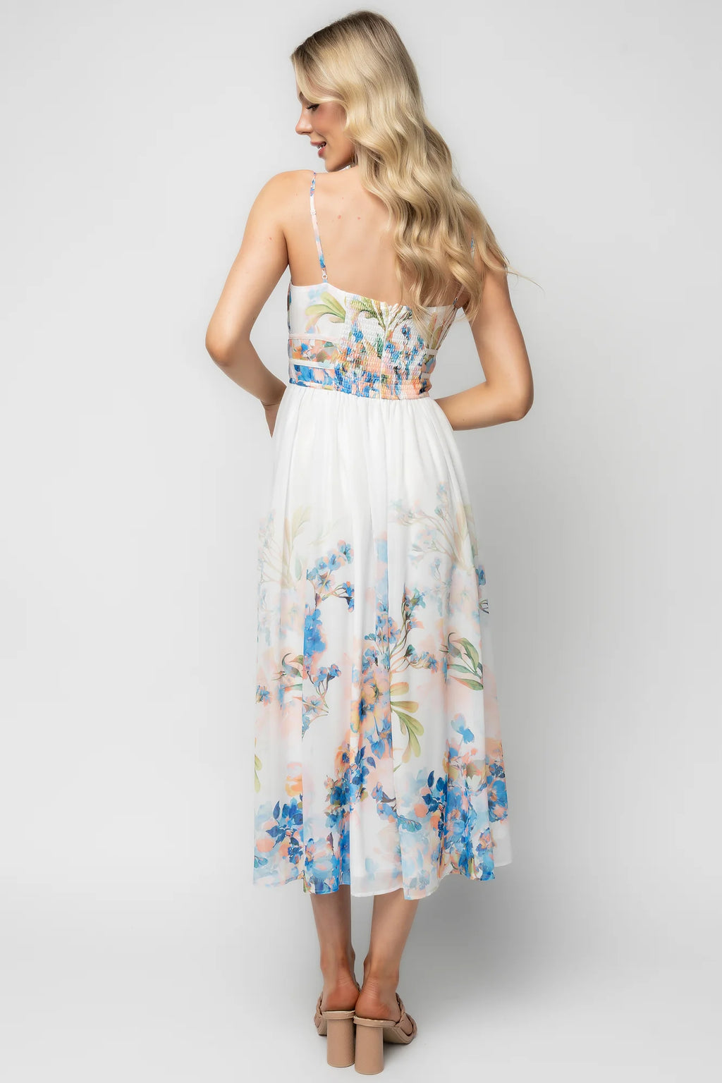 Marceline Midi Dress | White + Blue Floral