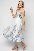 Marceline Midi Dress | White + Blue Floral