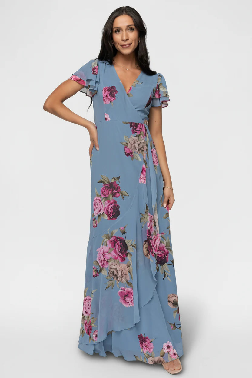 Willa Maxi Dress | Slate Blue Floral