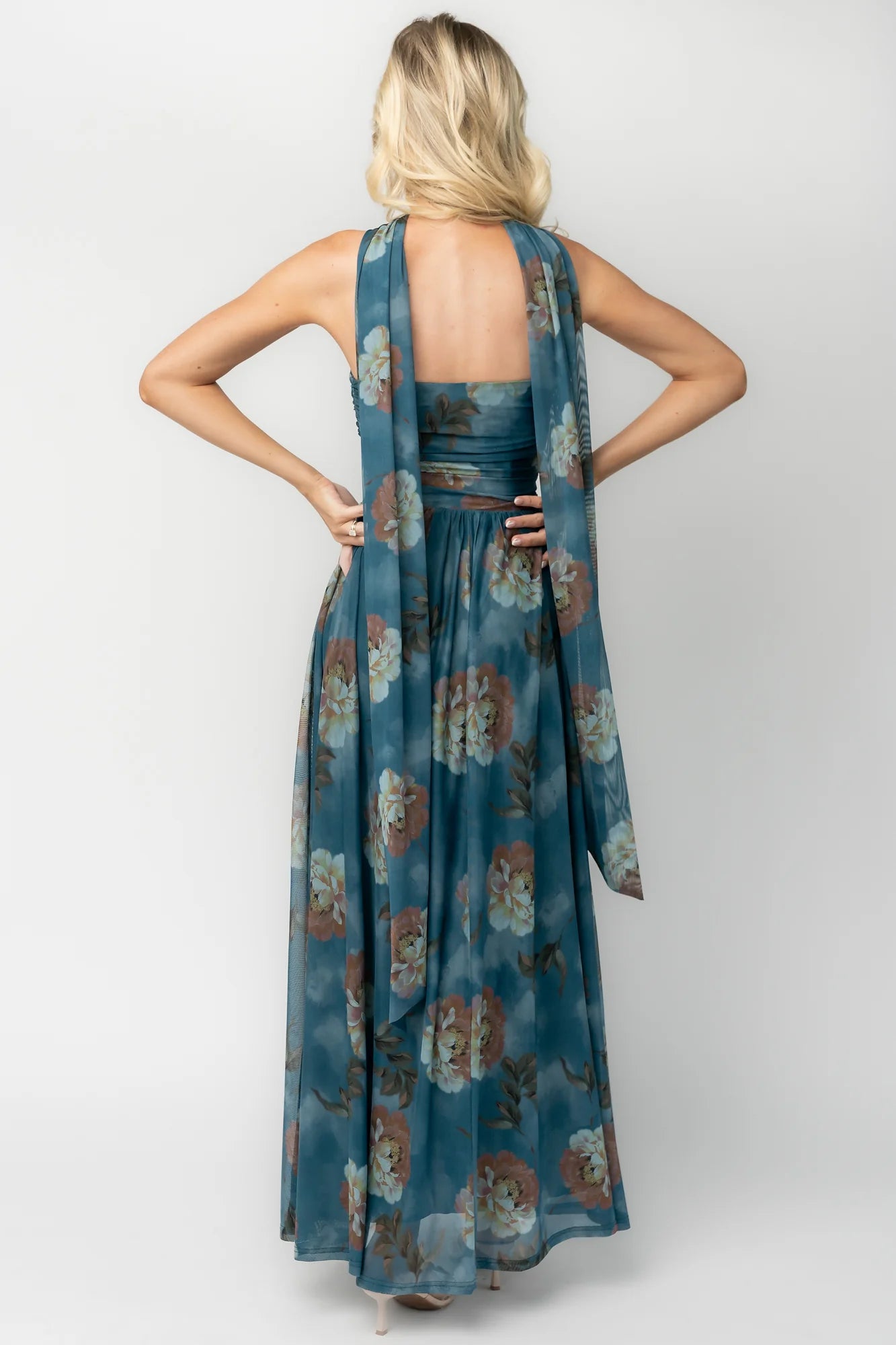 Elias Strapless Maxi Dress | Deep Teal Floral