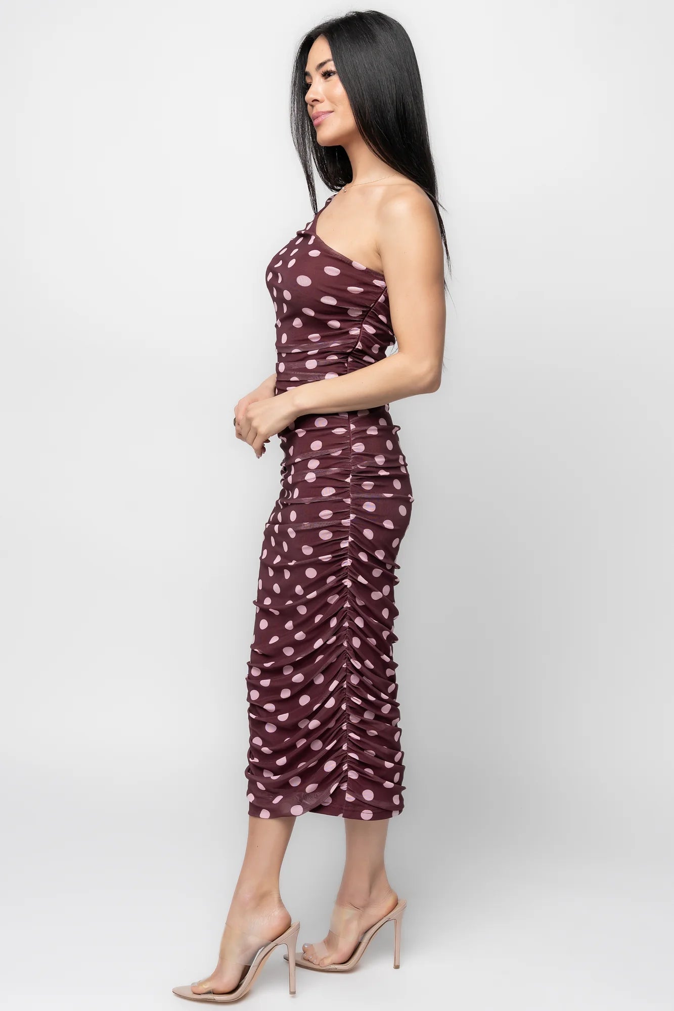 Lolli One Shoulder Midi Dress | Berry + Pink