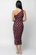 Lolli One Shoulder Midi Dress | Berry + Pink