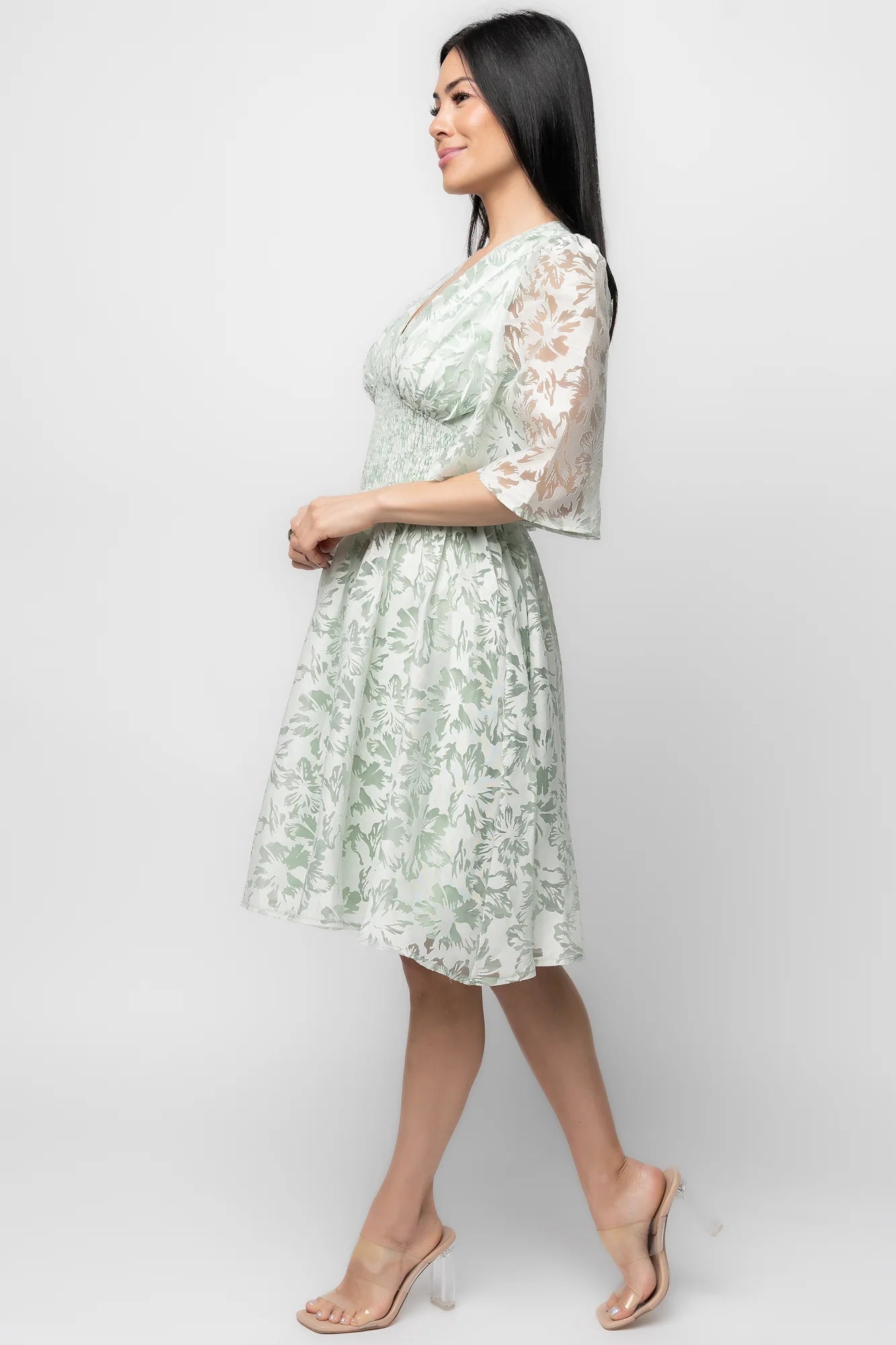 Bonnie Short Dress | Sage Floral