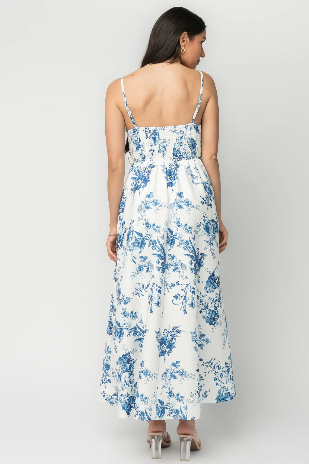 Celia Midi Dress | White + Blue Floral