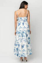Celia Midi Dress | White + Blue Floral