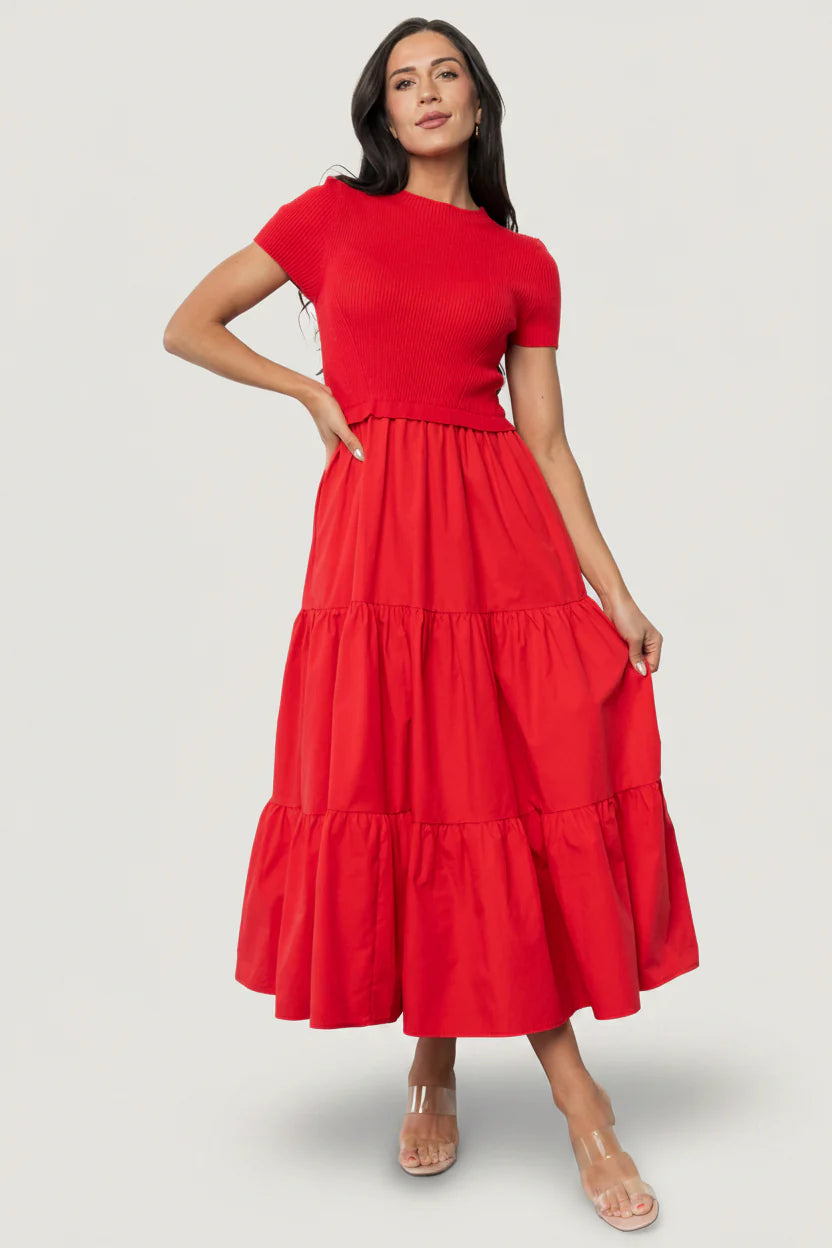 Devotion Tiered Dress | Red