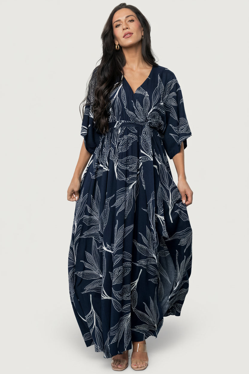 Kalea Maxi Dress | Navy + White