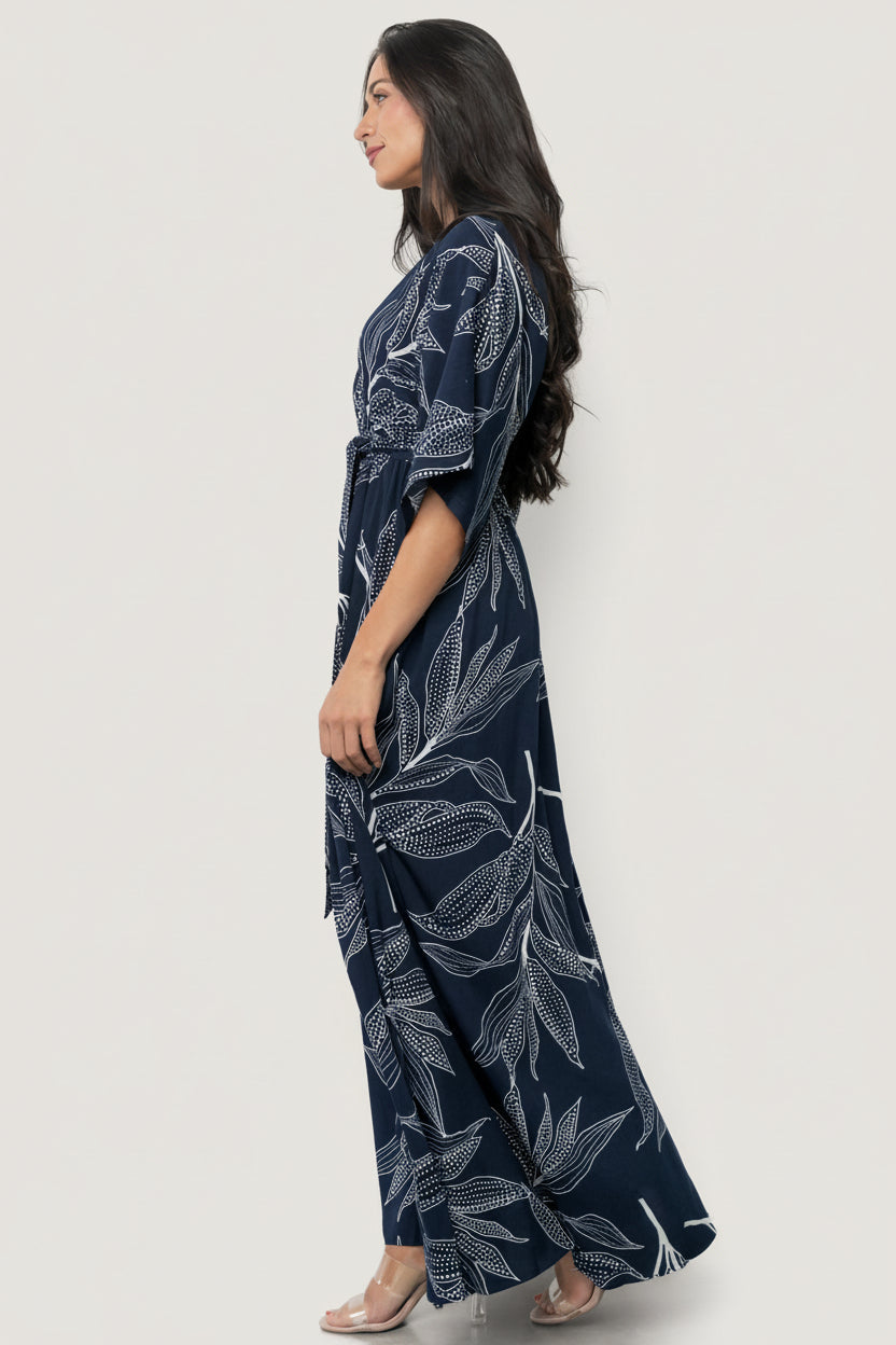 Kalea Maxi Dress | Navy + White