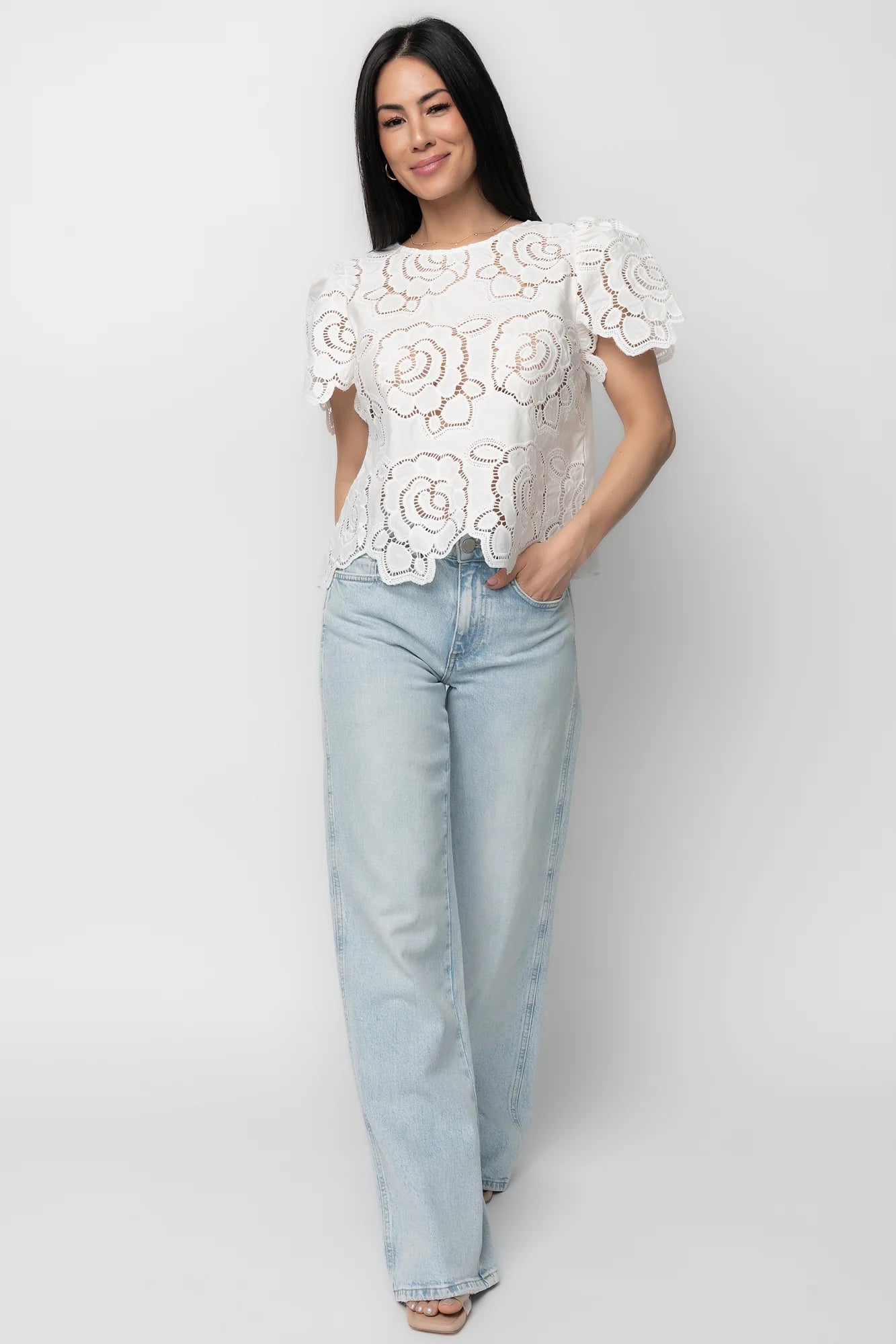 Delphine Floral Top | Off White