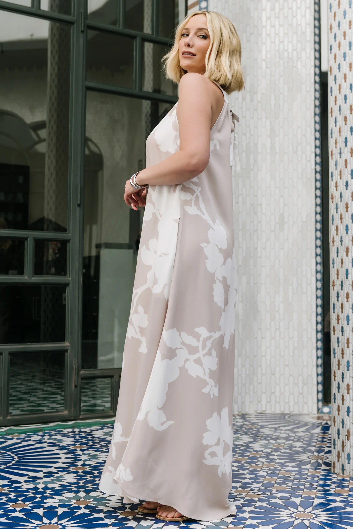 Aurelia Column Maxi Dress | Natural + White