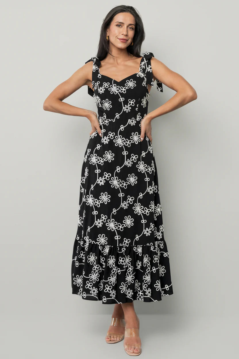 Amor Midi Dress | Black + Ivory Floral