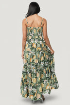 Silvia Tiered Maxi Dress | Sage Lemon Print