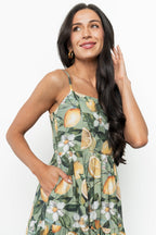 Silvia Tiered Maxi Dress | Sage Lemon Print