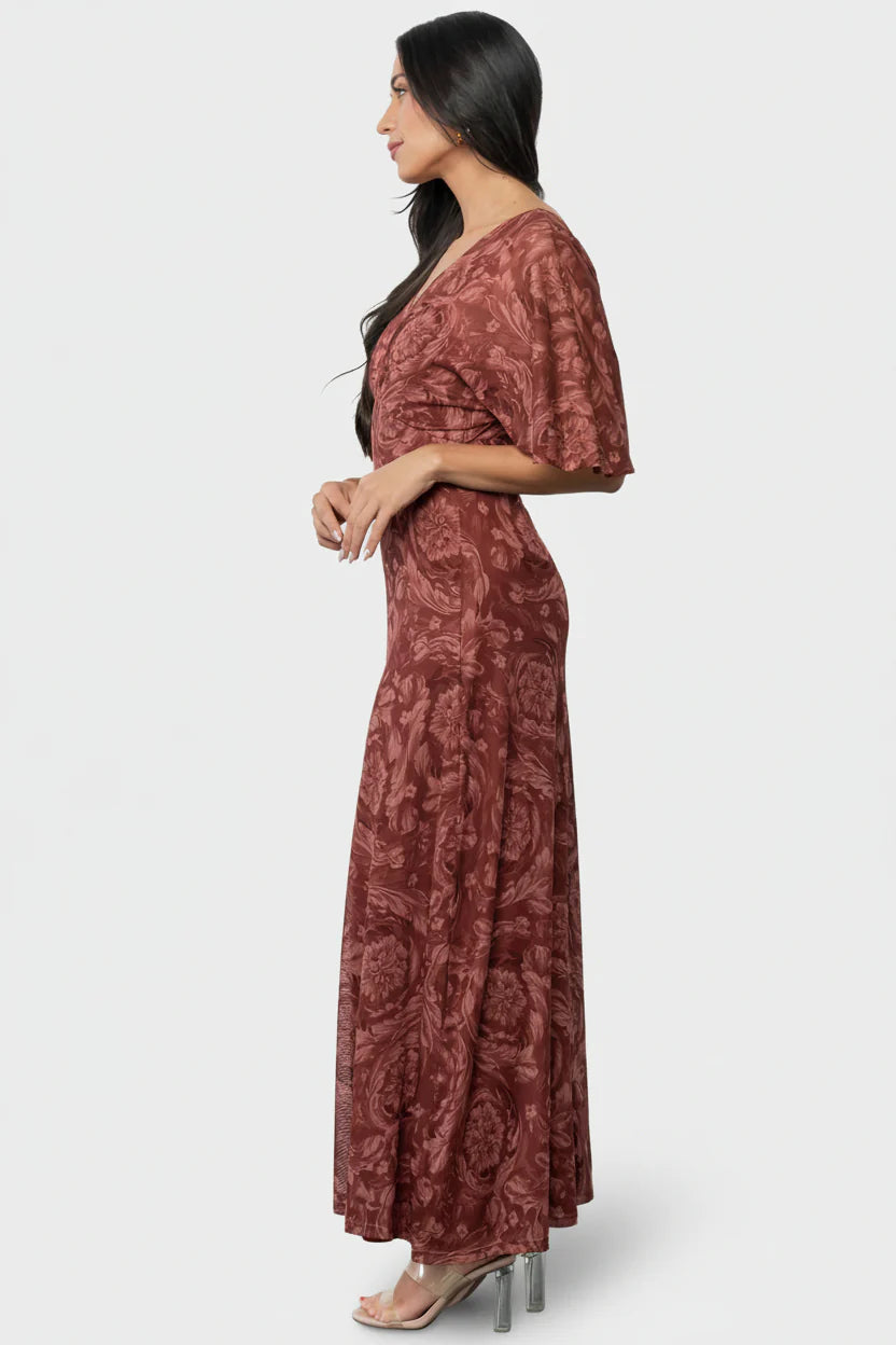 Sevilla Mesh Maxi Dress | Marsala
