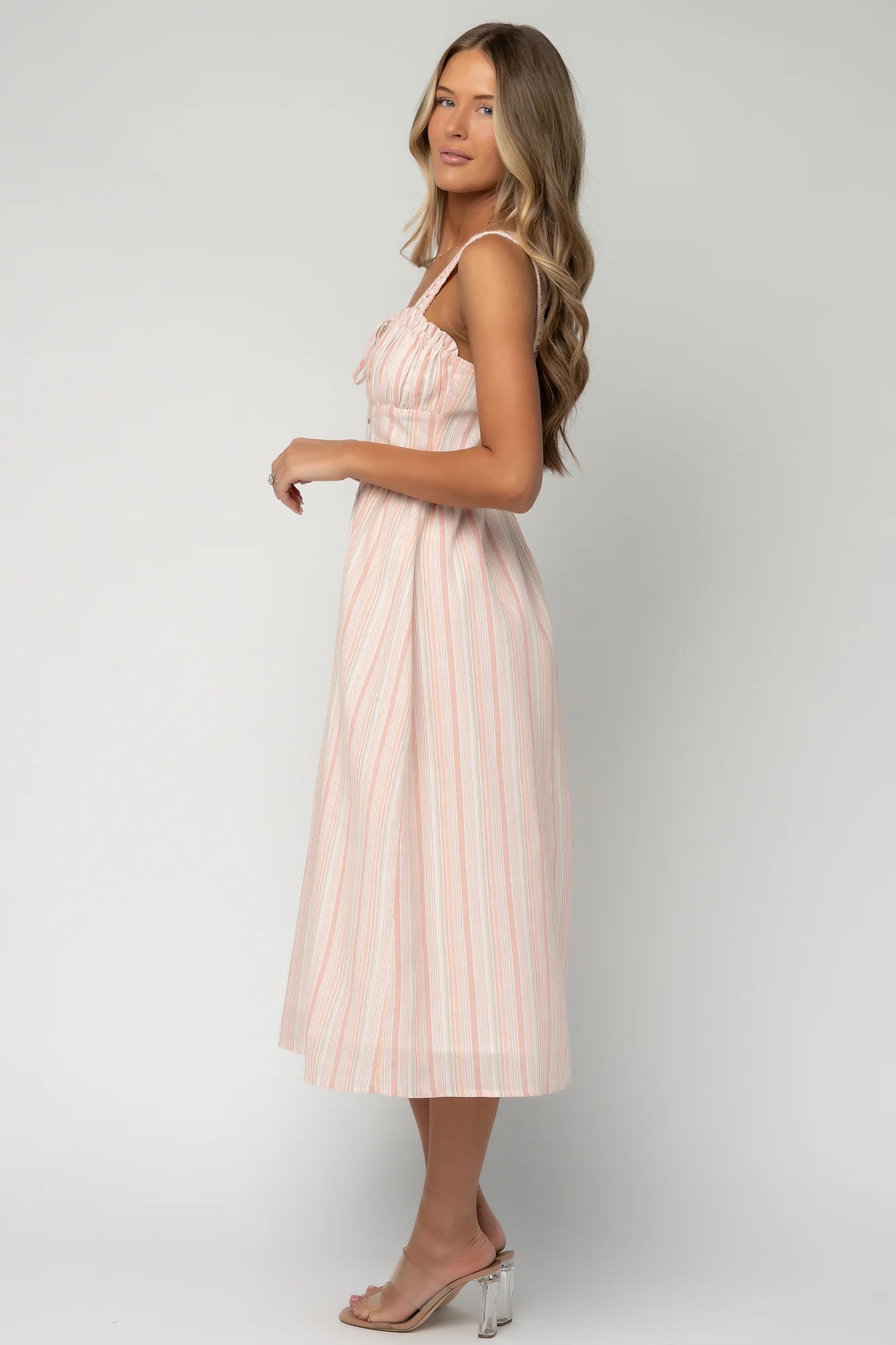 Melina Midi Dress | Peach Stripe